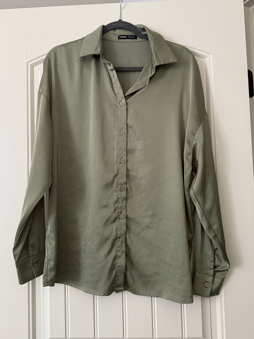 SHEIN Olive Green Relaxed Button-Down Shirt